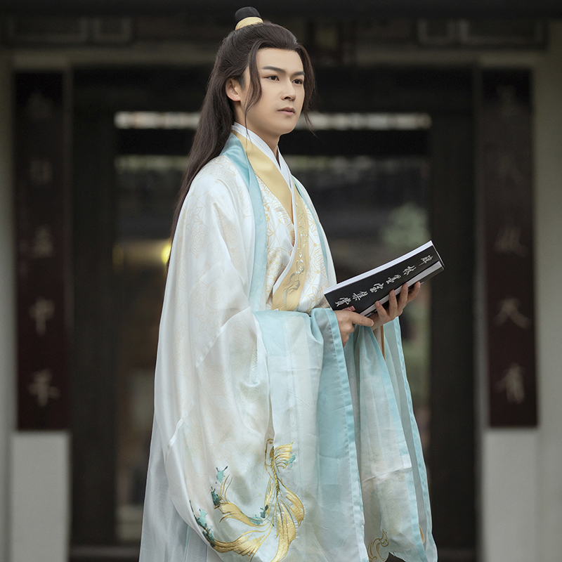 重回汉唐旗舰店重回汉唐x梦幻西游三维版联名款小仙龟 原创中国风长衫绣花汉服男1
