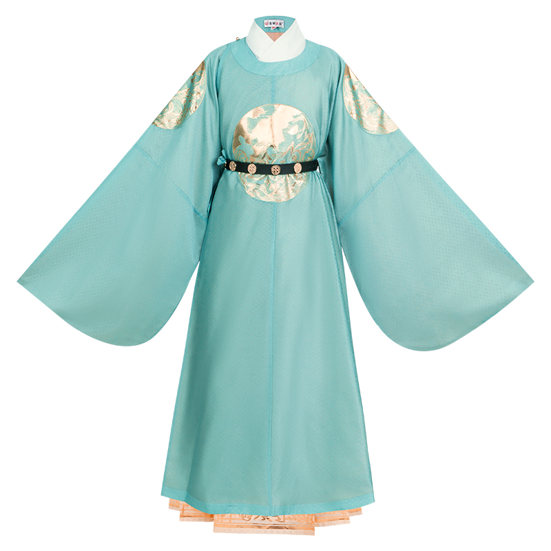 重回汉唐旗舰店重回汉唐弦月汉服男秋冬情侣款正品原创明制圆领长袍织金马面裙3