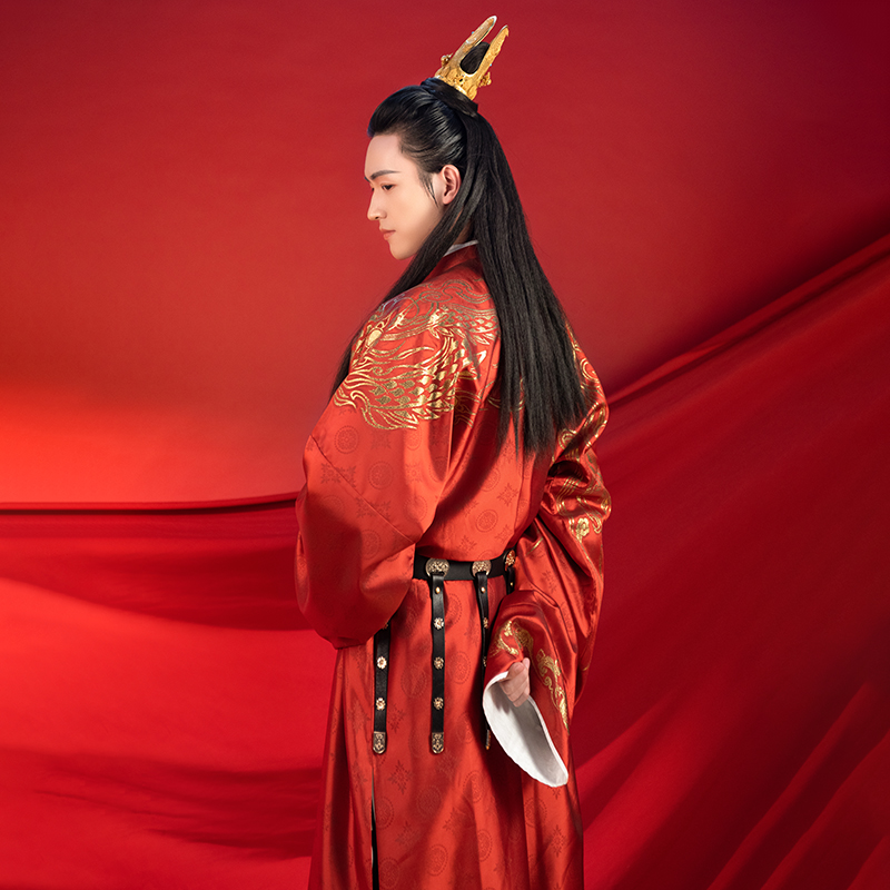 重回汉唐旗舰店【剑网3正版授权】重回汉唐x剑网3嬿婉同心汉服男织金圆领袍婚服0