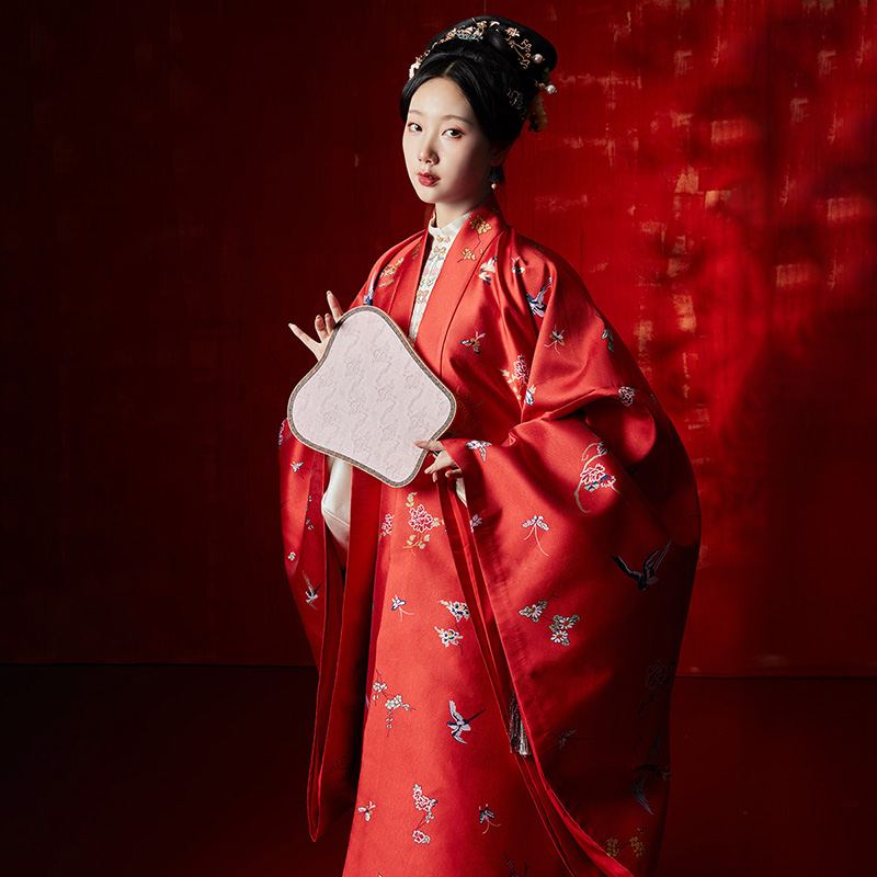 重回汉唐旗舰店重回汉唐鹃啼明制仿妆花披风秋冬季外套百搭大袖衫非古装汉服女0