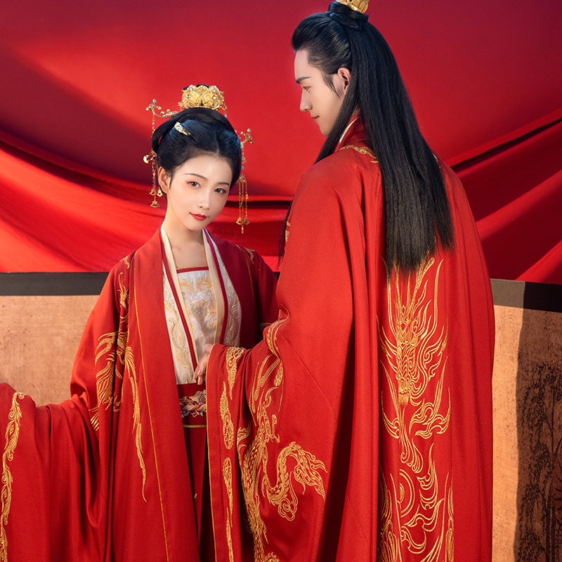 重回汉唐旗舰店重回汉唐x剑网3联名款嬿婉同心原创正品男女婚服非汉服广袖衫拖尾1