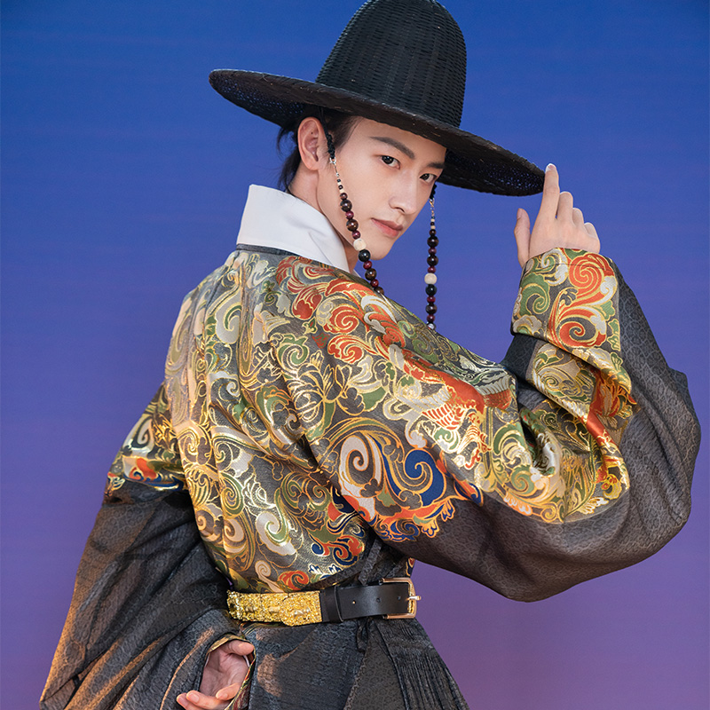 重回汉唐旗舰店重回汉唐墨羽原创汉服明制曳撒琵琶袖织金仿妆花非飞鱼服男女同款1