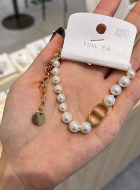 艺达2025新款CD猪鼻子贝珠颈链真多麻锁骨链女高级小香风轻奢颈链