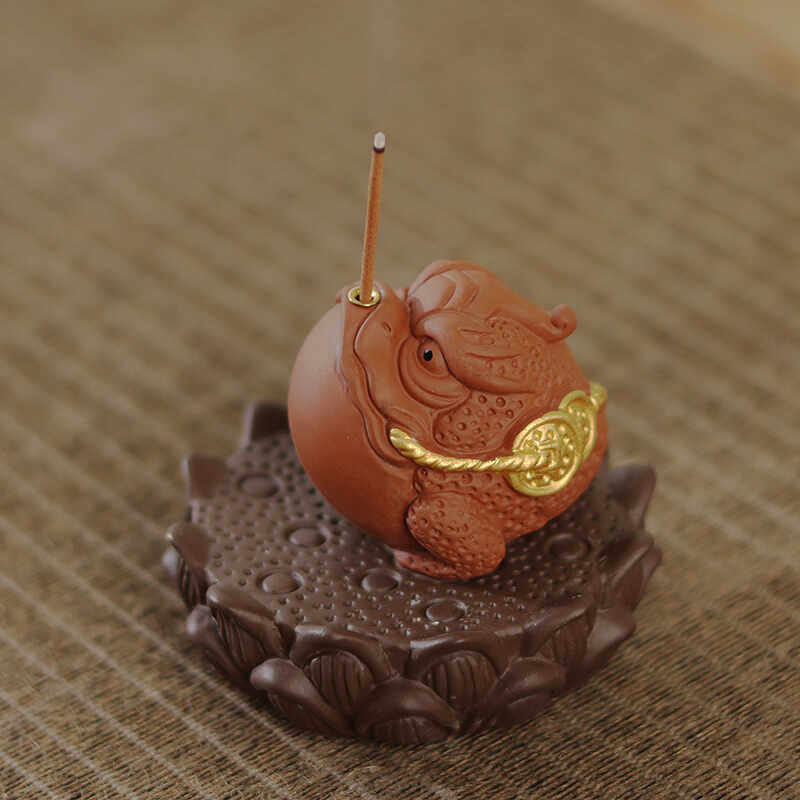 紫砂香插香座金蟾貔貅线香招财立式家用室内底座茶桌香薰香炉摆件,淘宝优惠券,粉丝福利购,淘宝优惠卷