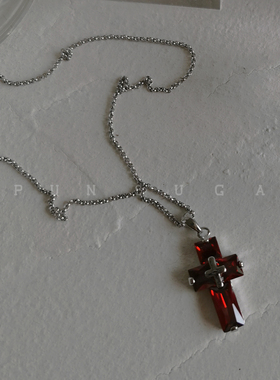 欧美辣妹风y2k红宝石项链万圣节