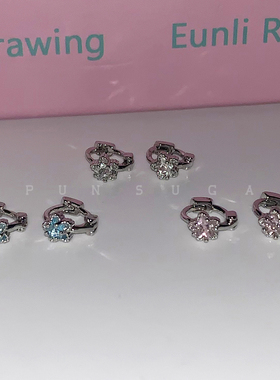 闪闪彩色星星锆石小耳圈耳扣可爱少女耳环小众设计感百搭耳饰女