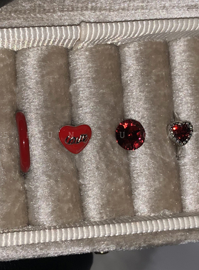 甜酷girl红色爱心耳骨钉医用钛钢爆闪华子辣妹耳蜗钉新年耳圈耳环