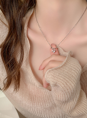 蝴蝶结毛衣项链女法式设计感