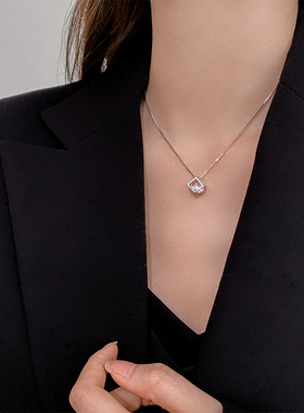 ins冷淡风简约小方块女项链