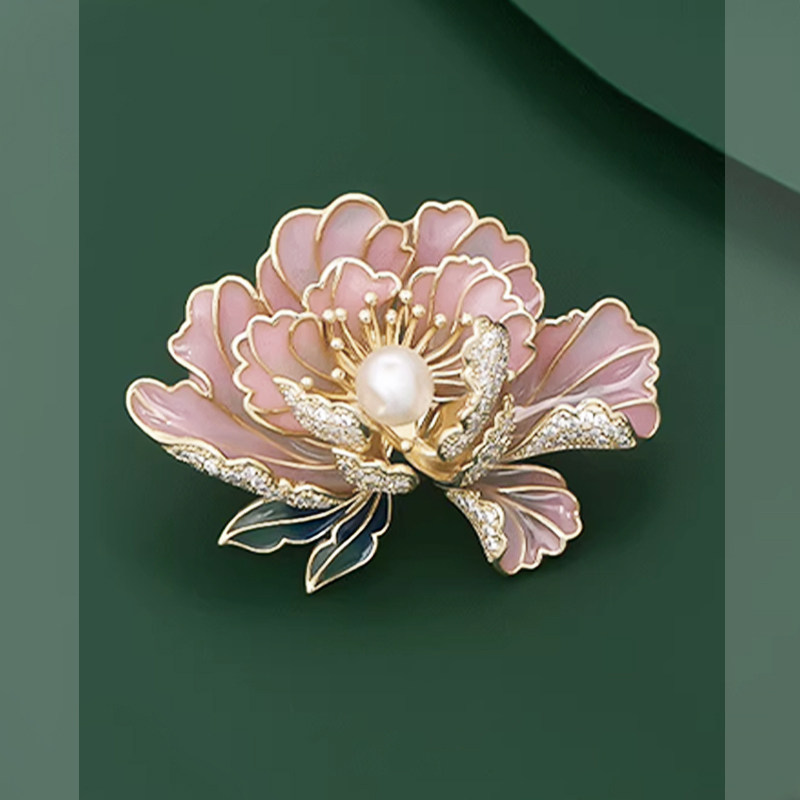 牡丹花朵胸针女国风高端精致时尚胸花饰品高级感轻奢西装别针配饰,淘宝优惠券,粉丝福利购,淘宝优惠卷