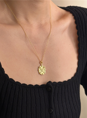 安小柏◆法式复古小众设计轻奢美拉德虎眼石和纯银蝴蝶项链组合女