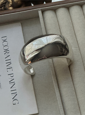 光面银色欧美宽版手镯