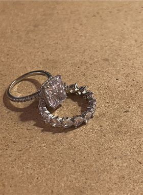 高碳钻戒轻奢925纯银婚戒女