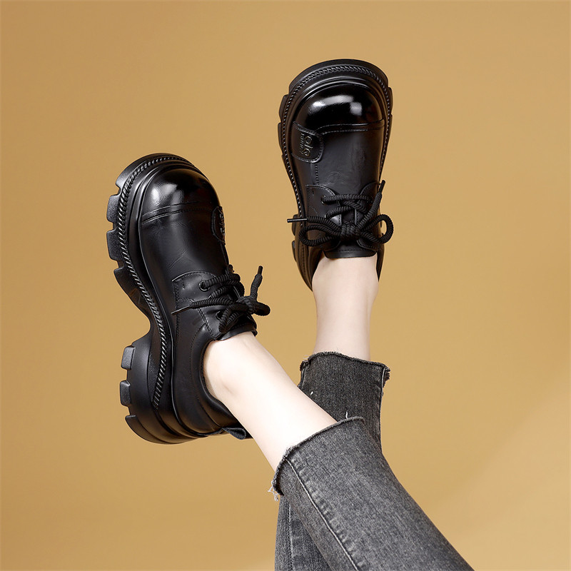 英伦风厚底乐福鞋女深口单鞋交叉绑带圆头中跟舒适轻便复古小皮鞋,淘宝优惠券,粉丝福利购,淘宝优惠卷