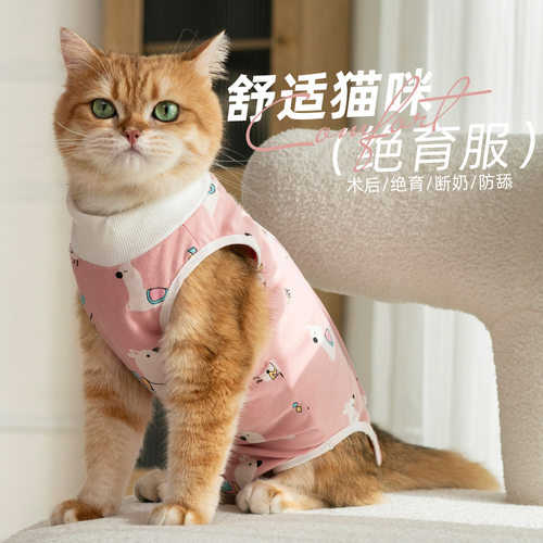 跨境专供猫咪绝育服术后防舔服宠物生理裤薄款透气母猫断奶服批发 - 图0