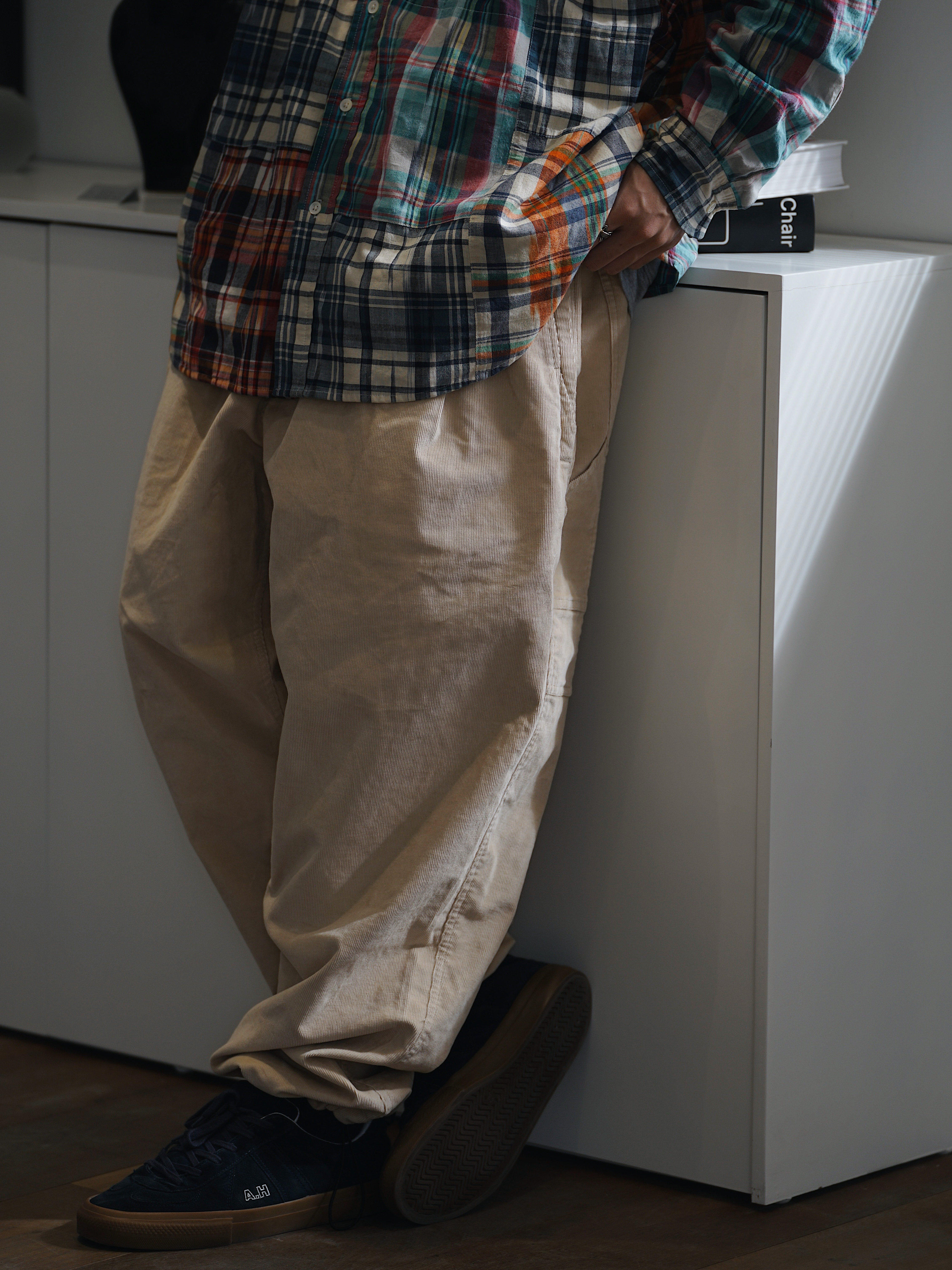 Gnomes lab 21AW 细坑条灯芯绒廓形City boy通勤长裤 复古国潮 - 图1