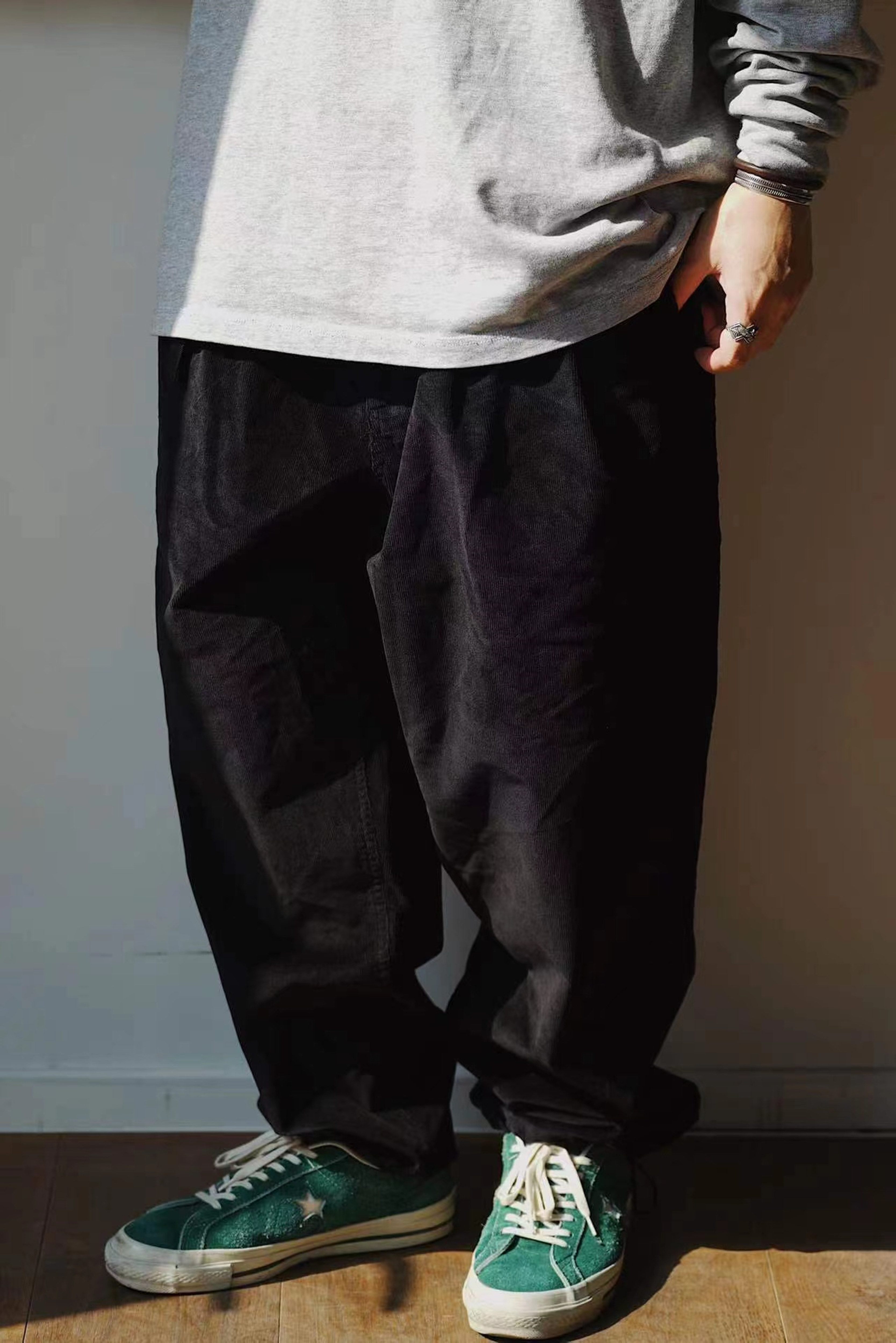 Gnomes lab 21AW 细坑条灯芯绒廓形City boy通勤长裤 复古国潮 - 图0