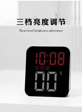 创意带秒计时器闹铃简约LED电子钟静音卧室台式懒人闹钟跳秒时钟