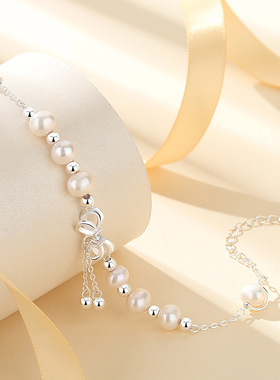 2025新款在逃公主蝴蝶结手链S925银新中式国风小众珍珠手串饰品