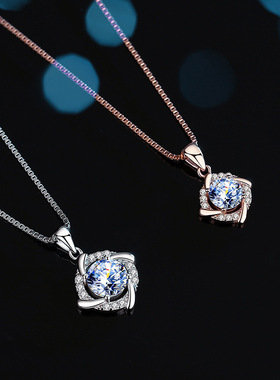 风车莫桑钻项链气质花朵锁骨链纯银韩版时尚吊坠个性颈链明细饰品