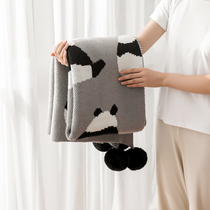 Cartoon Panda Knit Sofa Blanket Office Afternoon Nap Blanket Air Conditioning Blanket Warm Cover Blanket Decoration Blanket Casual Shawl