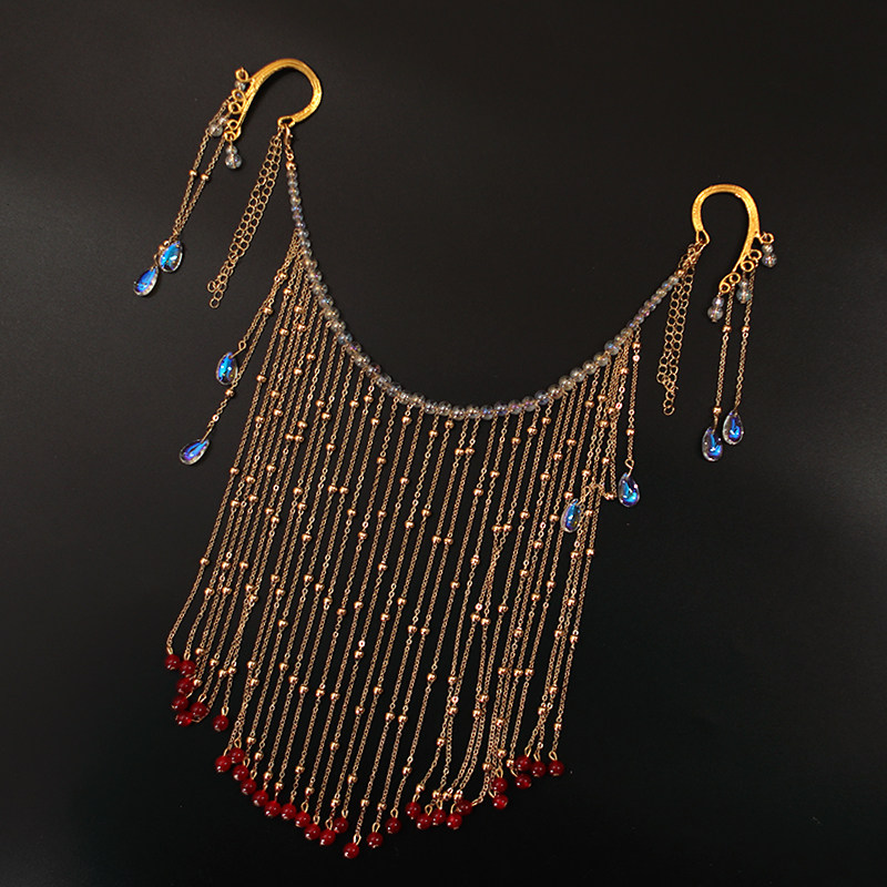 面帘古风遮脸挂耳汉服头饰古装饰品遮面帘发饰超仙气流苏配饰面纱