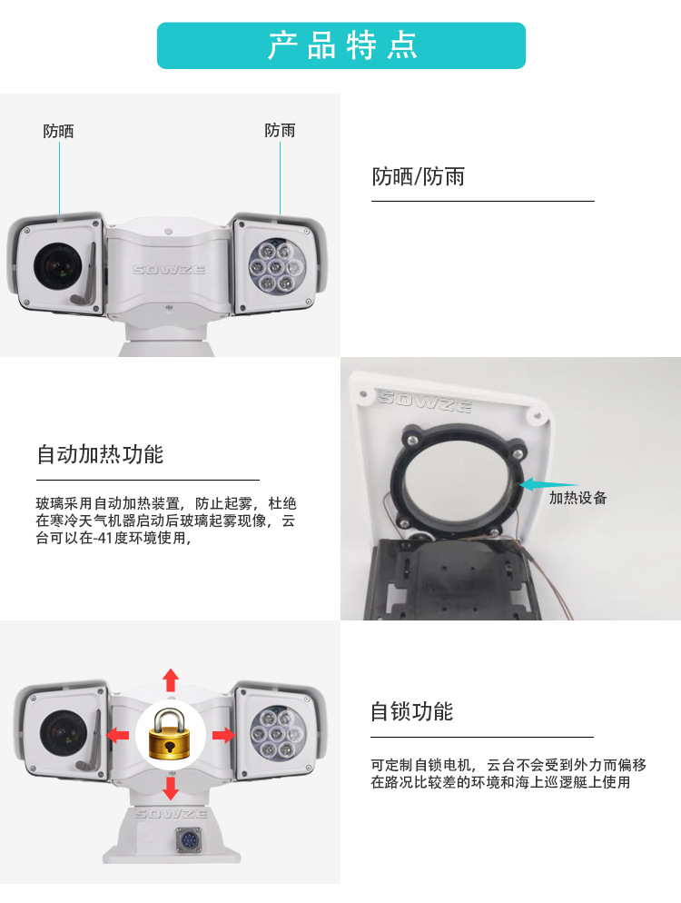 4K高清车顶网络红外云台摄像机360°无限位RJ45网口夜视150米 - 图0