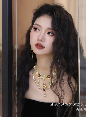 美诺婚饰复古轻奢水晶高级项链