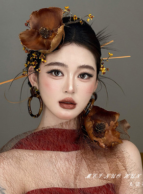 新中式复古新娘仿真花头饰