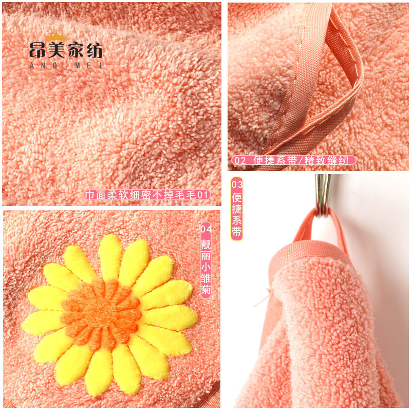 2/10条装小花方巾包边系带珊瑚绒毛巾儿童洗脸宝宝毛巾擦手巾挂式_虎窝淘