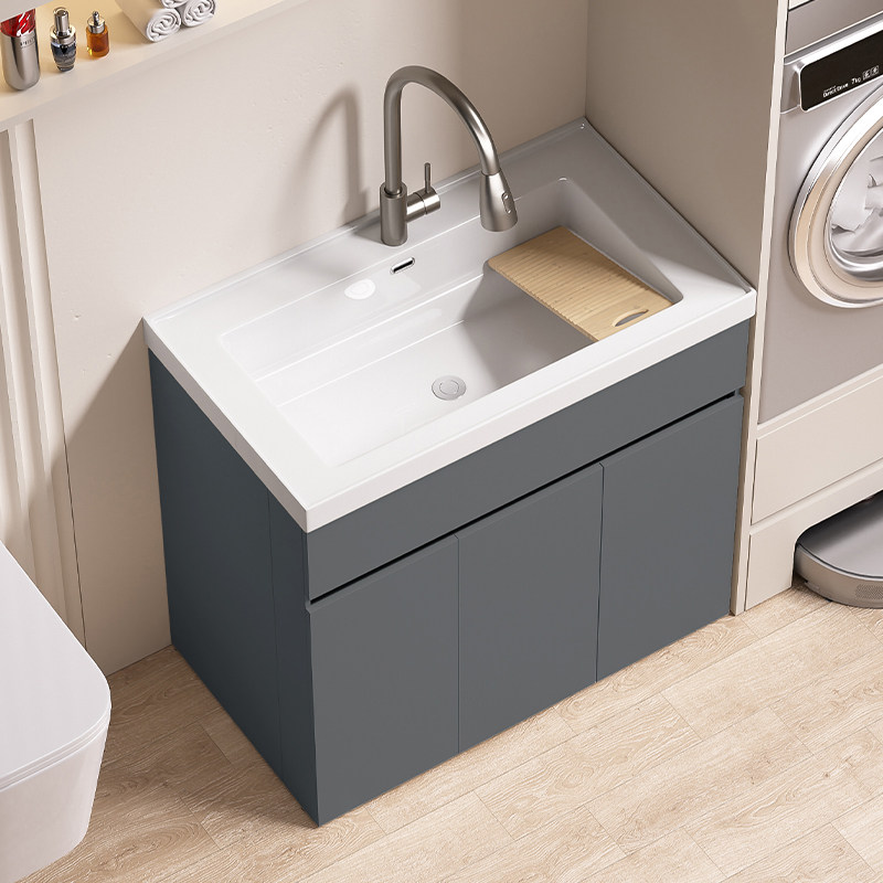 阳台洗衣柜陶瓷一体盆带搓衣板洗手盆洗衣机侧柜蜂窝铝柜加厚18mm,淘宝优惠券,粉丝福利购,淘宝优惠卷