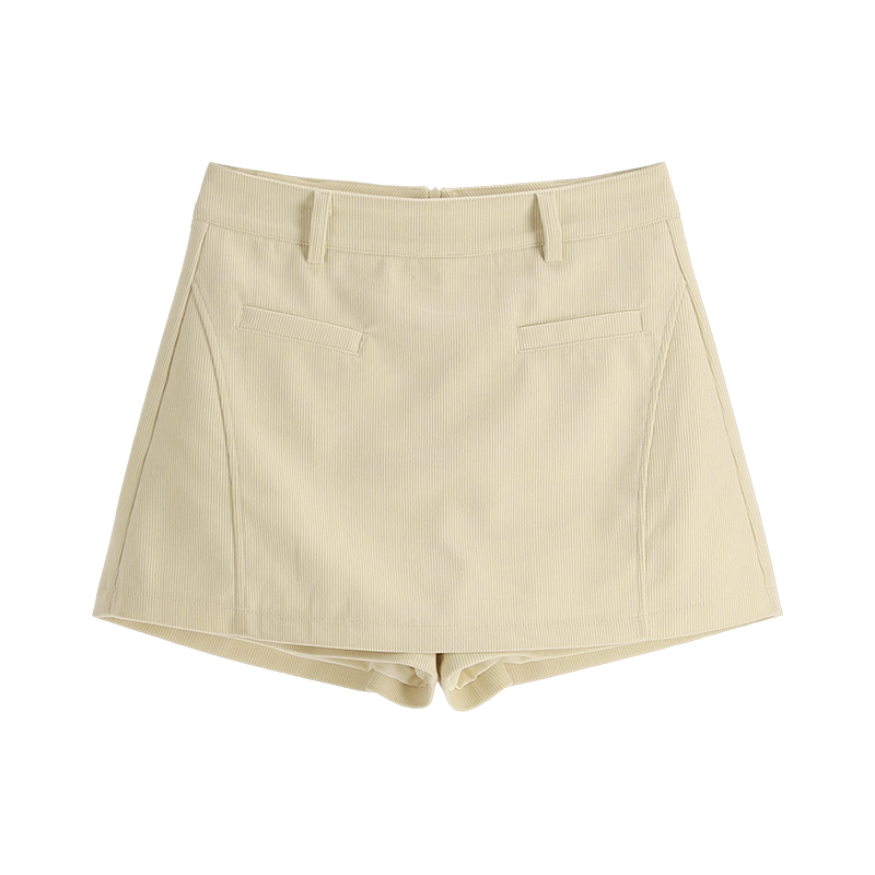 直邮 韩国代购官网女装Attrang 少女感 高腰A字灯芯绒裙裤 短裤,淘宝优惠券,粉丝福利购,淘宝优惠卷