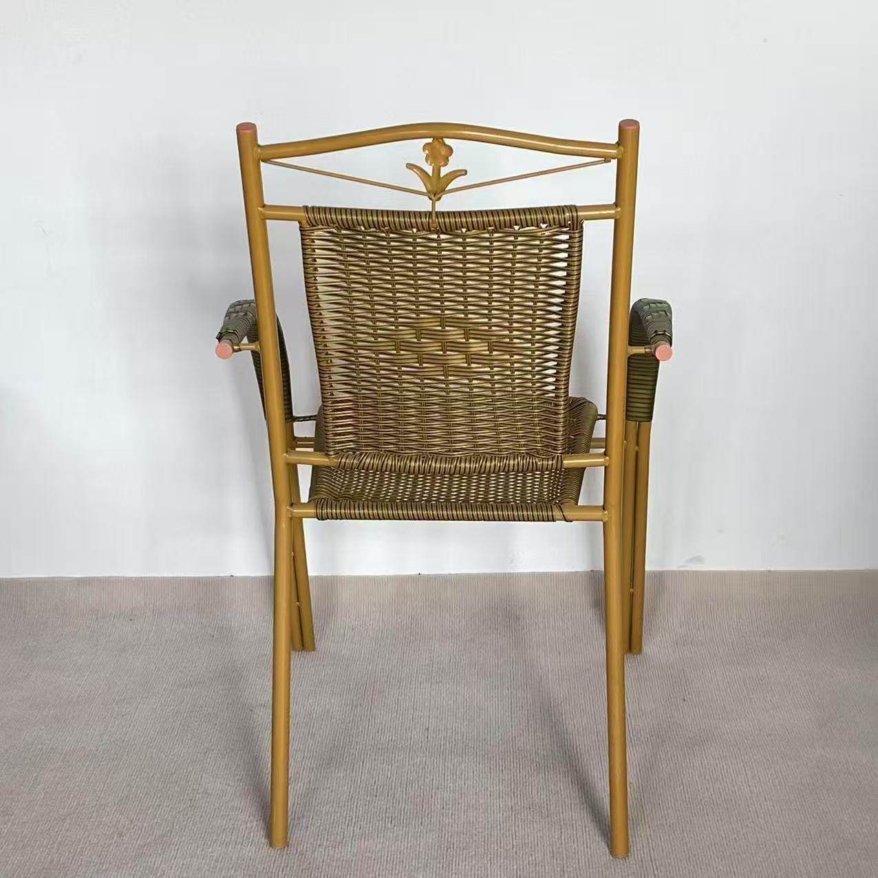 双腿钢筋家用休闲藤凳子阳台小藤椅子居家户外单人靠背椅铁艺,淘宝优惠券,粉丝福利购,淘宝优惠卷