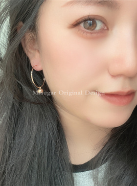手作自制s925银针铜耳圈时尚