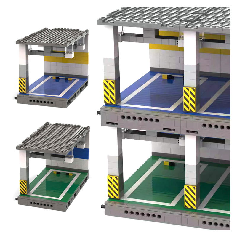 小颗粒积木MOC汽车地下停车库组合摆件益智拼装DIY充电停车场模型-图3