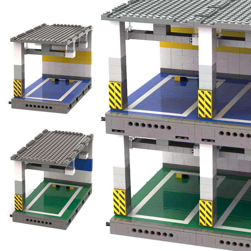小颗粒积木MOC汽车地下停车库组合摆件益智拼装DIY充电停车场模型-图0