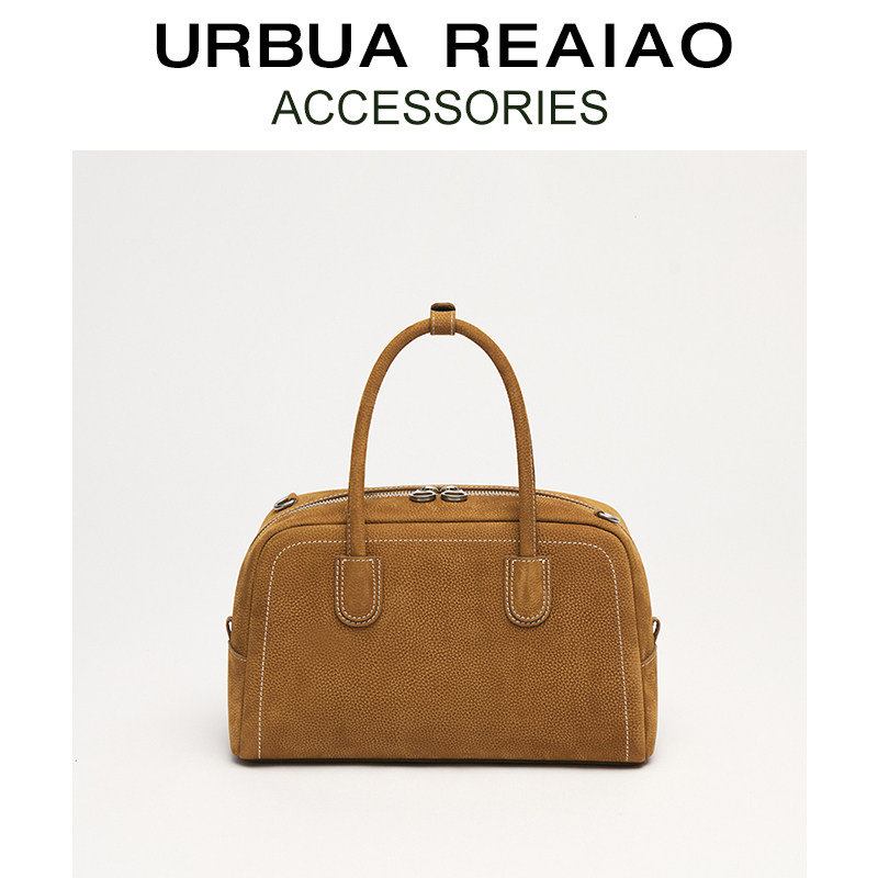 头层牛皮波士顿包女2025春季新款真皮复古单肩斜挎包手提保龄球包,淘宝优惠券,粉丝福利购,淘宝优惠卷