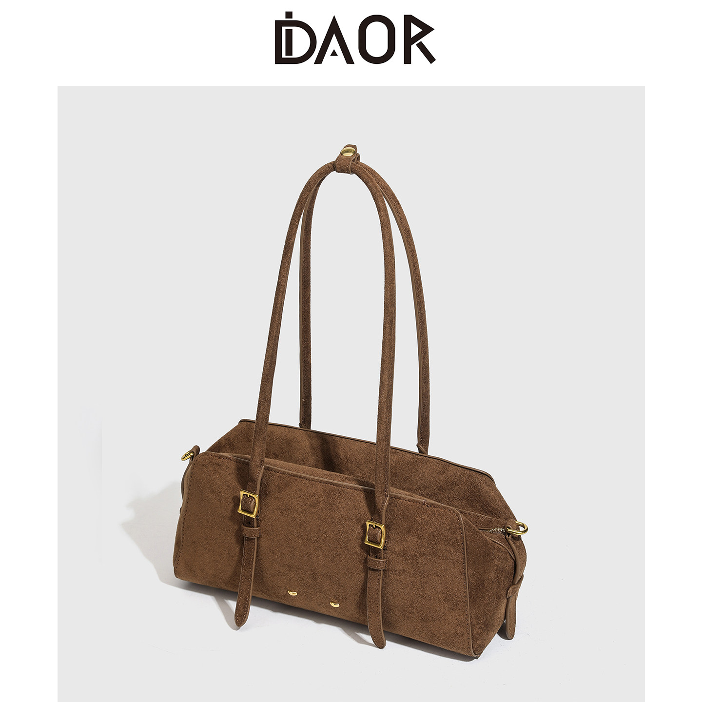 DAOR朱珠同款磨砂牛皮波士顿包包女2026新款复古腋下包单肩法棍包,淘宝优惠券,粉丝福利购,淘宝优惠卷