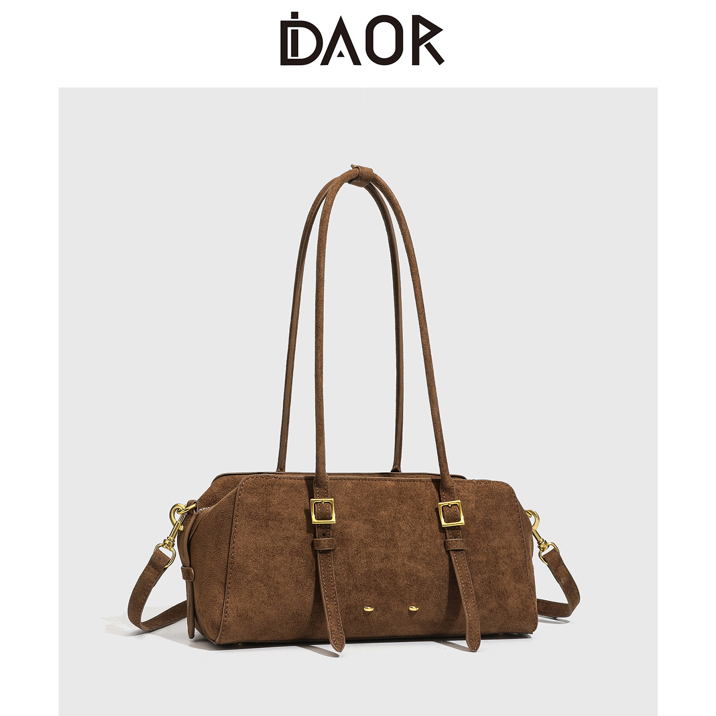 DAOR朱珠同款磨砂牛皮波士顿包包女2026新款复古腋下包单肩法棍包,淘宝优惠券,粉丝福利购,淘宝优惠卷