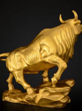 铜牛摆件黄铜抬头牛大号属牛本命年牛气冲天运势如虹牛