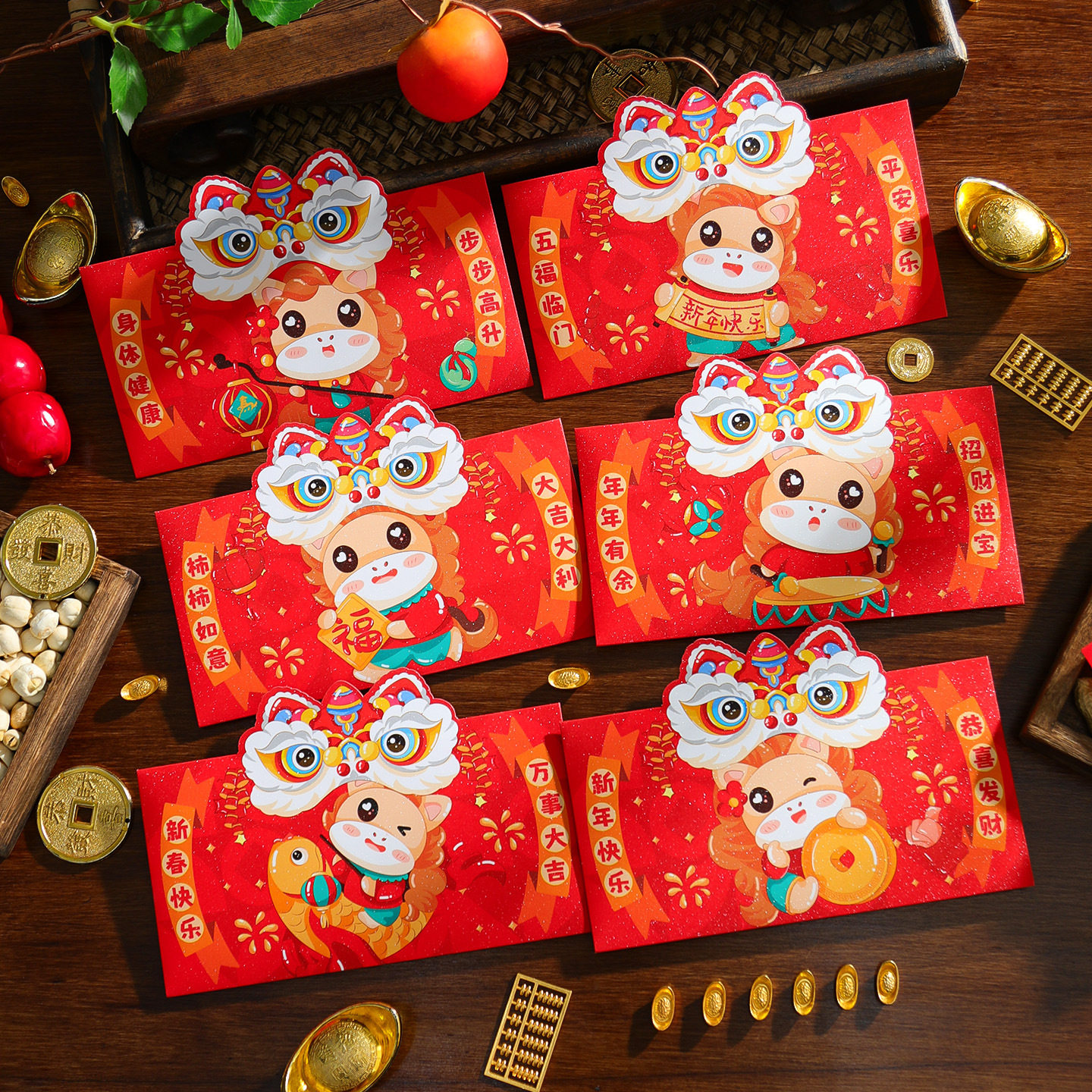 马年醒狮红包袋2026新款春节过年创意个性金葱利是封新年压岁钱包,淘宝优惠券,粉丝福利购,淘宝优惠卷