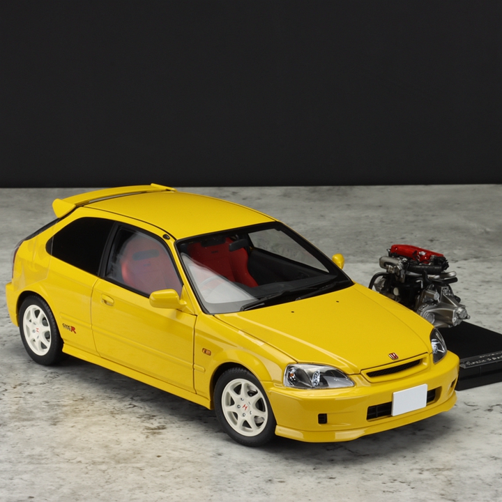 MH 1:18本田思域Civic Type R EK9-120后期版黑色合金全开车模-图0