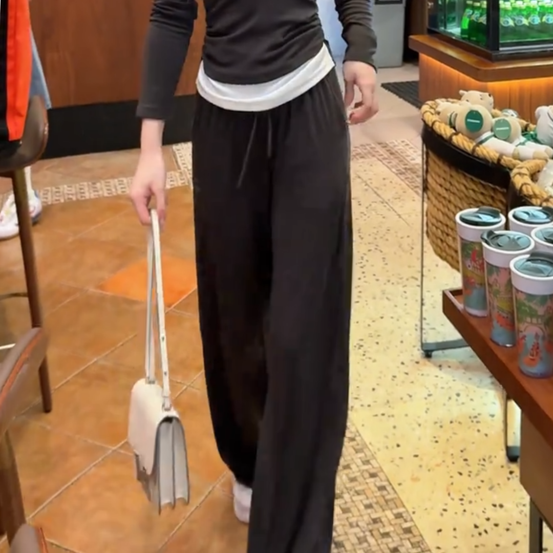 运动风灰色显瘦抽绳弹力窄版卫裤女春夏高腰百搭舒适垂感休闲裤子,淘宝优惠券,粉丝福利购,淘宝优惠卷