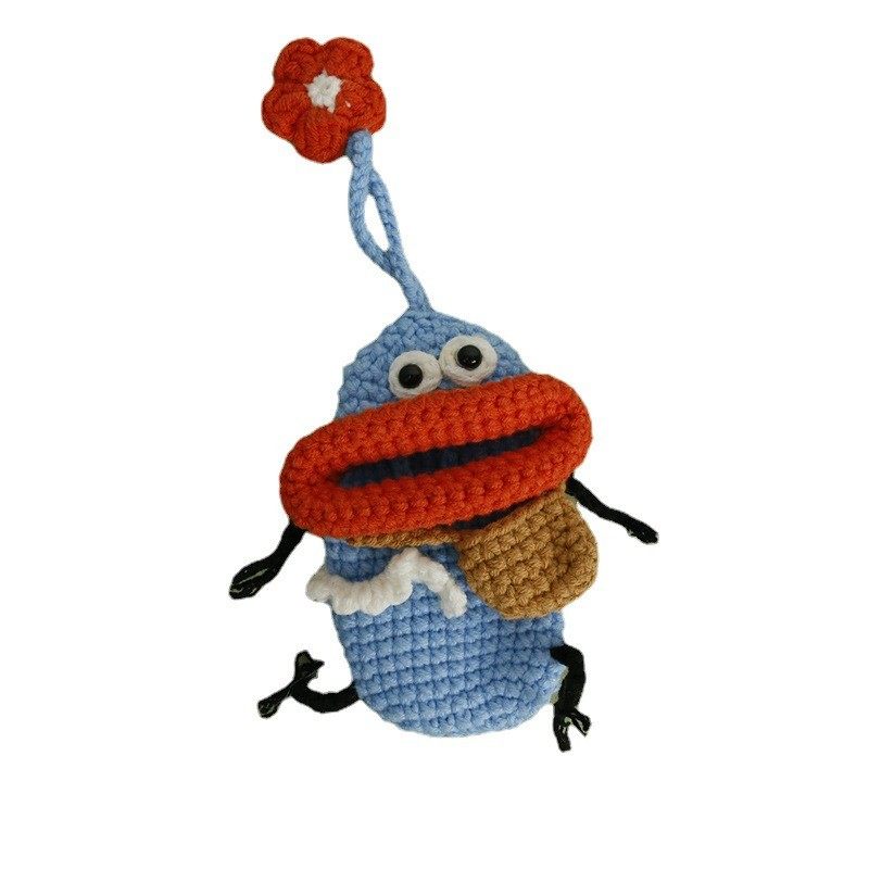 卡通可爱手工编织香肠嘴钥匙包织女毛线钩织耳机袋针织创意零钱包,淘宝优惠券,粉丝福利购,淘宝优惠卷