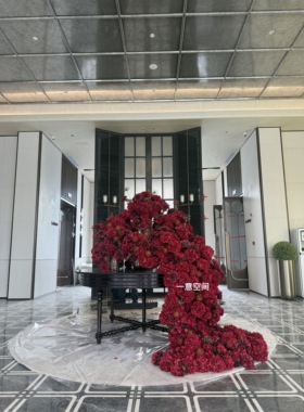 一意空间 酒店会所售楼部大堂仿真花定制 海派简约风格花艺摆件