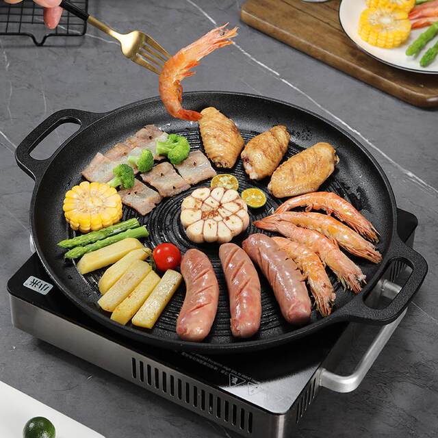 Extra large cast iron barbecue pan for outdoor commercial use