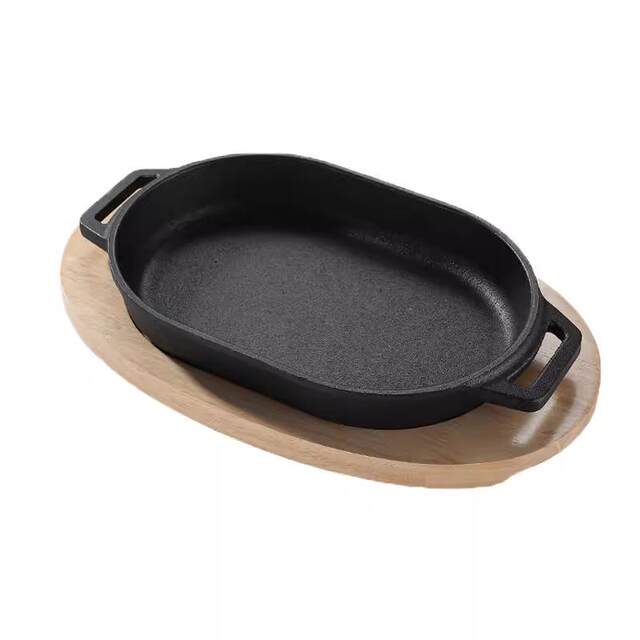 Commercial thickened cast iron rectangular Teppanyaki grill plate Japanese and Korean cuisine non-stick barbecue plate Steak Teppanyaki plate