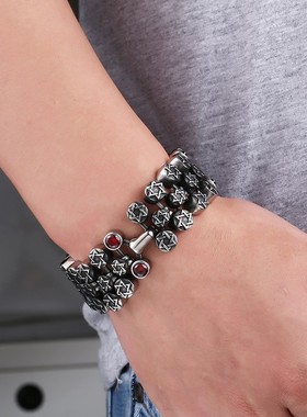 男钛钢锆石朋克不掉色手链