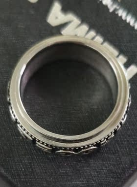 六字真言复古钛钢可转动潮人戒指