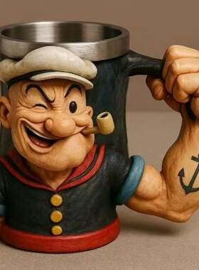 跨境创意新品Popeye Power Mu带内胆 派恩达马克杯 大力水手摆礼
